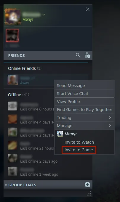 La liste d'amis Steam