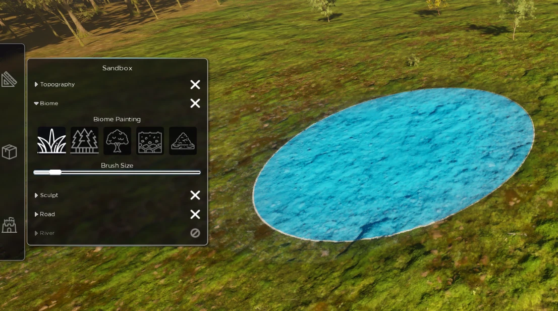 La section Biome et ses pinceaux