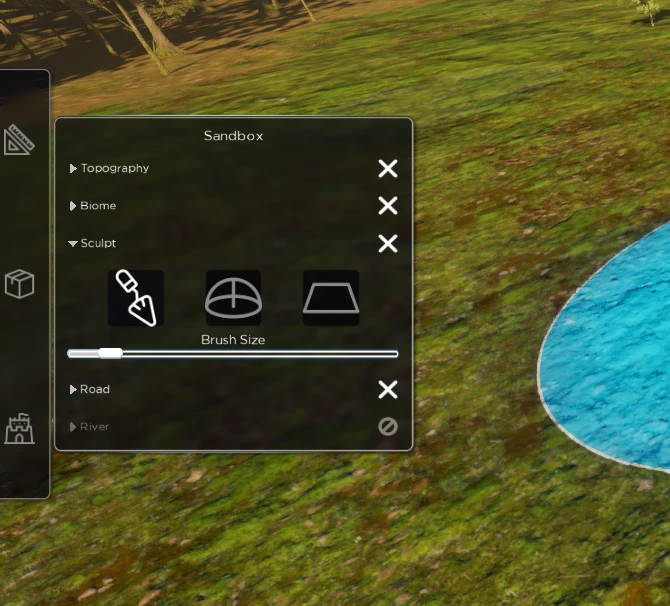 La section Sculpt et ses trois outils