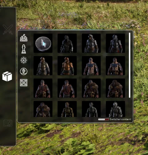 Le menu des personnages